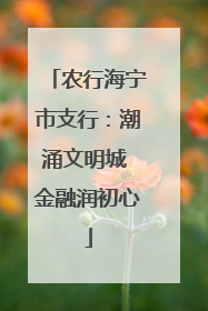 农行海宁市支行：潮涌文明城 金融润初心